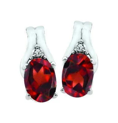 January Birthstone Earring with Diamond Accent set in 10K White Gold