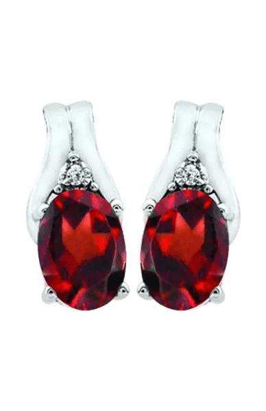 January Birthstone Earring with Diamond Accent set in 10K White Gold