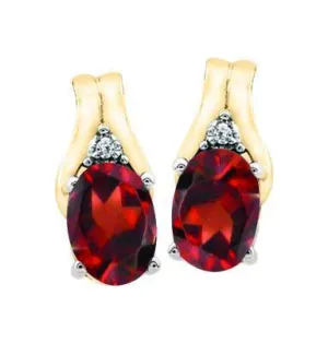 January Birthstone Earring with Diamond Accent set in 10k Yellow gold