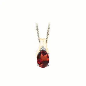January Birthstone Pendant with Diamond Accent set in 10K Yellow gold