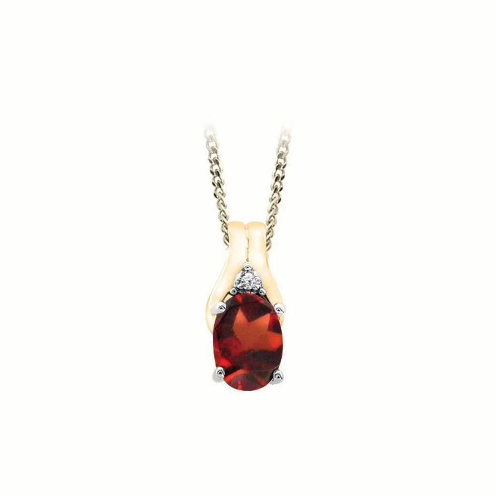 January Birthstone Pendant with Diamond Accent set in 10K Yellow gold