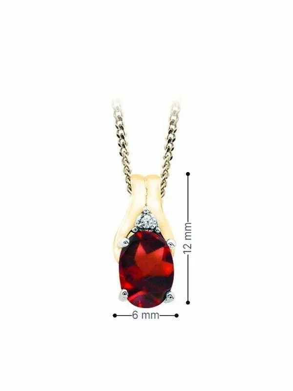 January Birthstone Pendant with Diamond Accent set in 10K Yellow gold