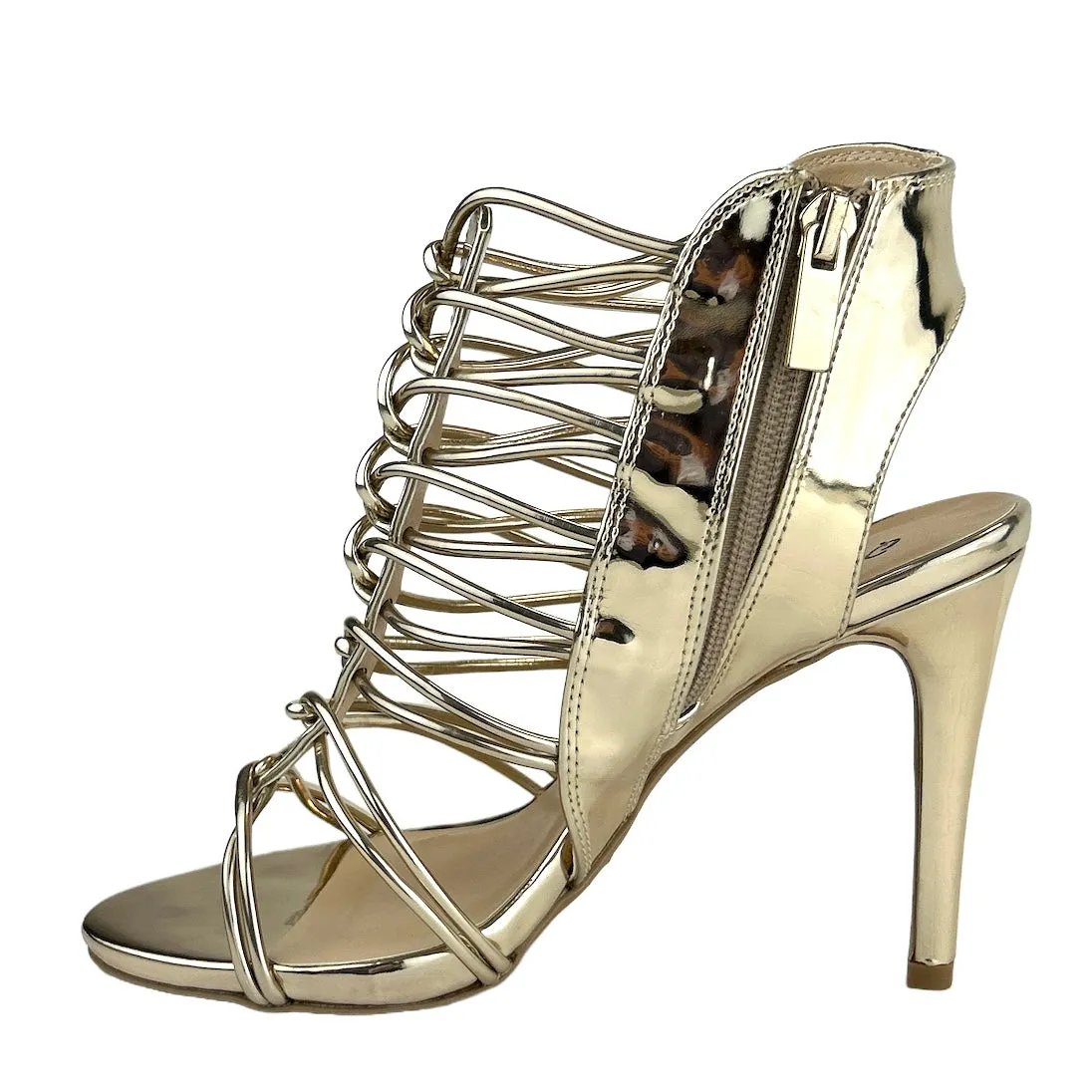 JEALOUS-18 Women's Champagne Heels Multi-Straps Dress Sandals