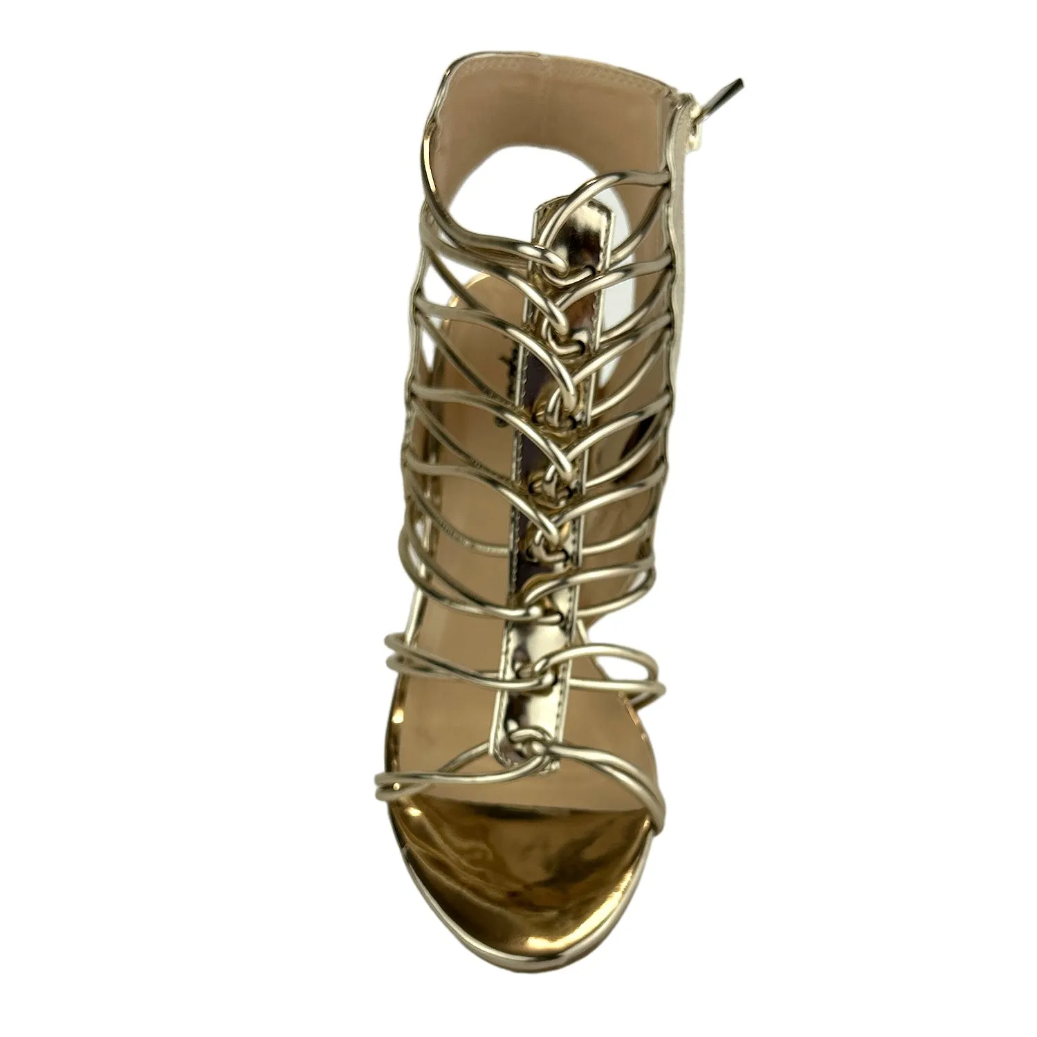 JEALOUS-18 Women's Champagne Heels Multi-Straps Dress Sandals
