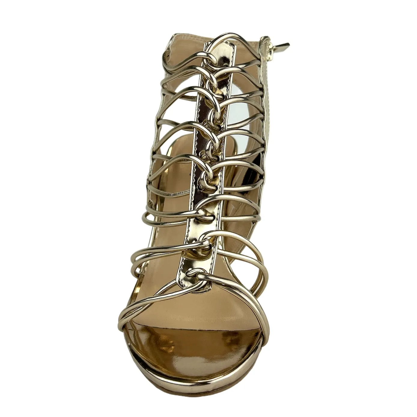 JEALOUS-18 Women's Champagne Heels Multi-Straps Dress Sandals