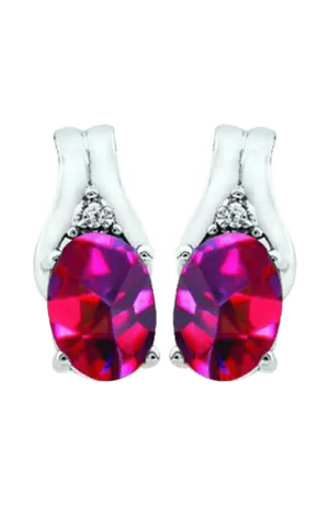 July Birthstone Earring with Diamond Accent set in 10K White Gold