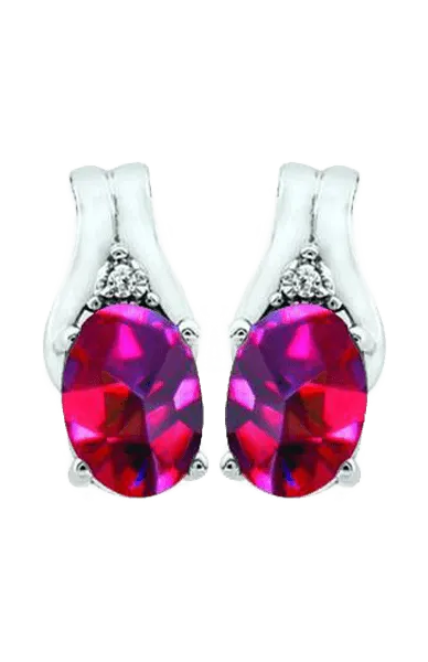 July Birthstone Earring with Diamond Accent set in 10K White Gold