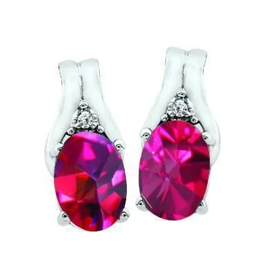 July Birthstone Earring with Diamond Accent set in 10K White Gold