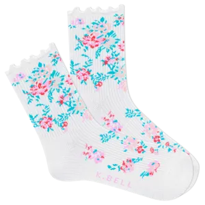 K.Bell Women's Summer Floral Crew Sock