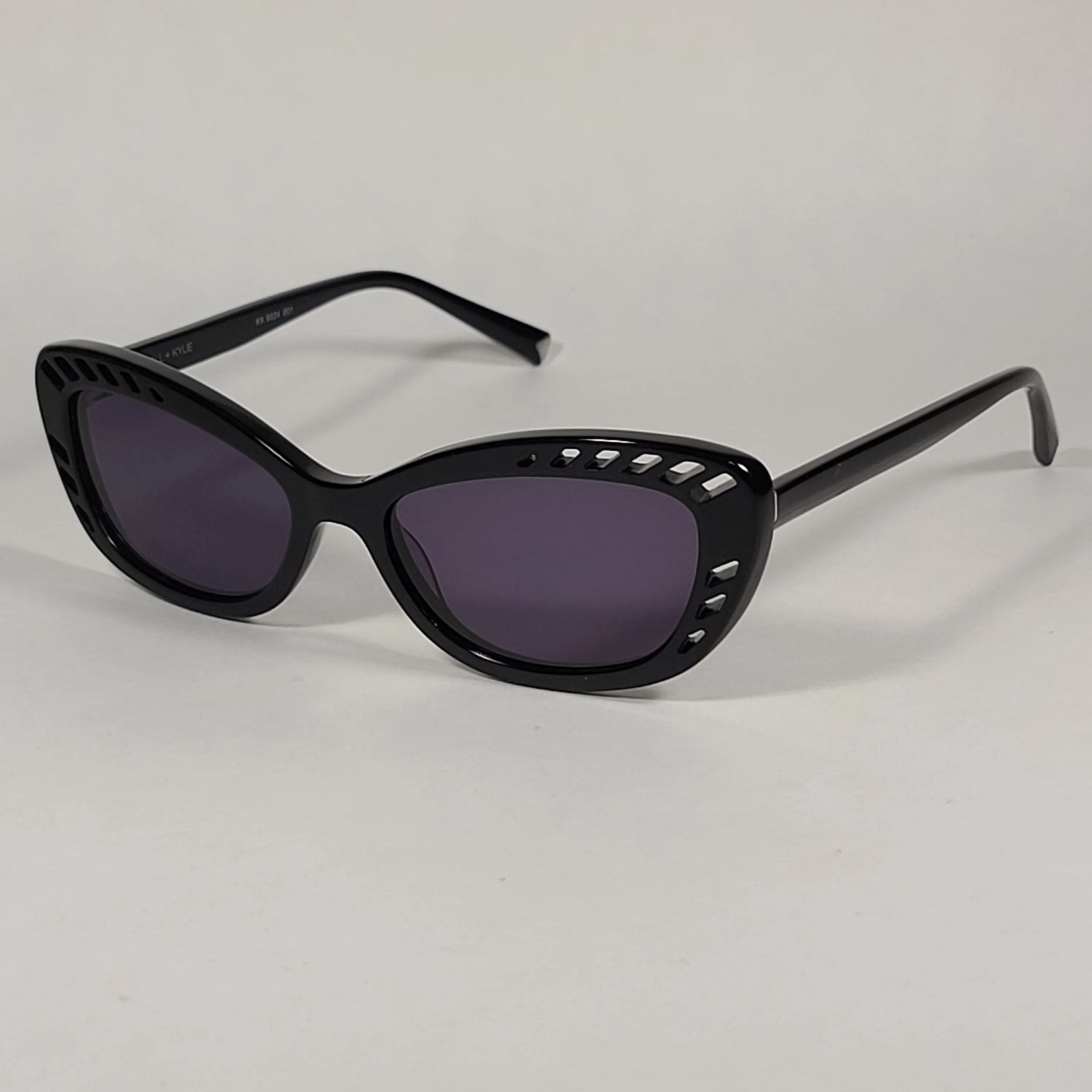 Kendall   Kylie Natalie Cat Eye Sunglasses Shiny Black Frame Gray Mono Lens KK5024 001
