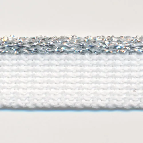 Knit Lame Piping #91 Silver & White