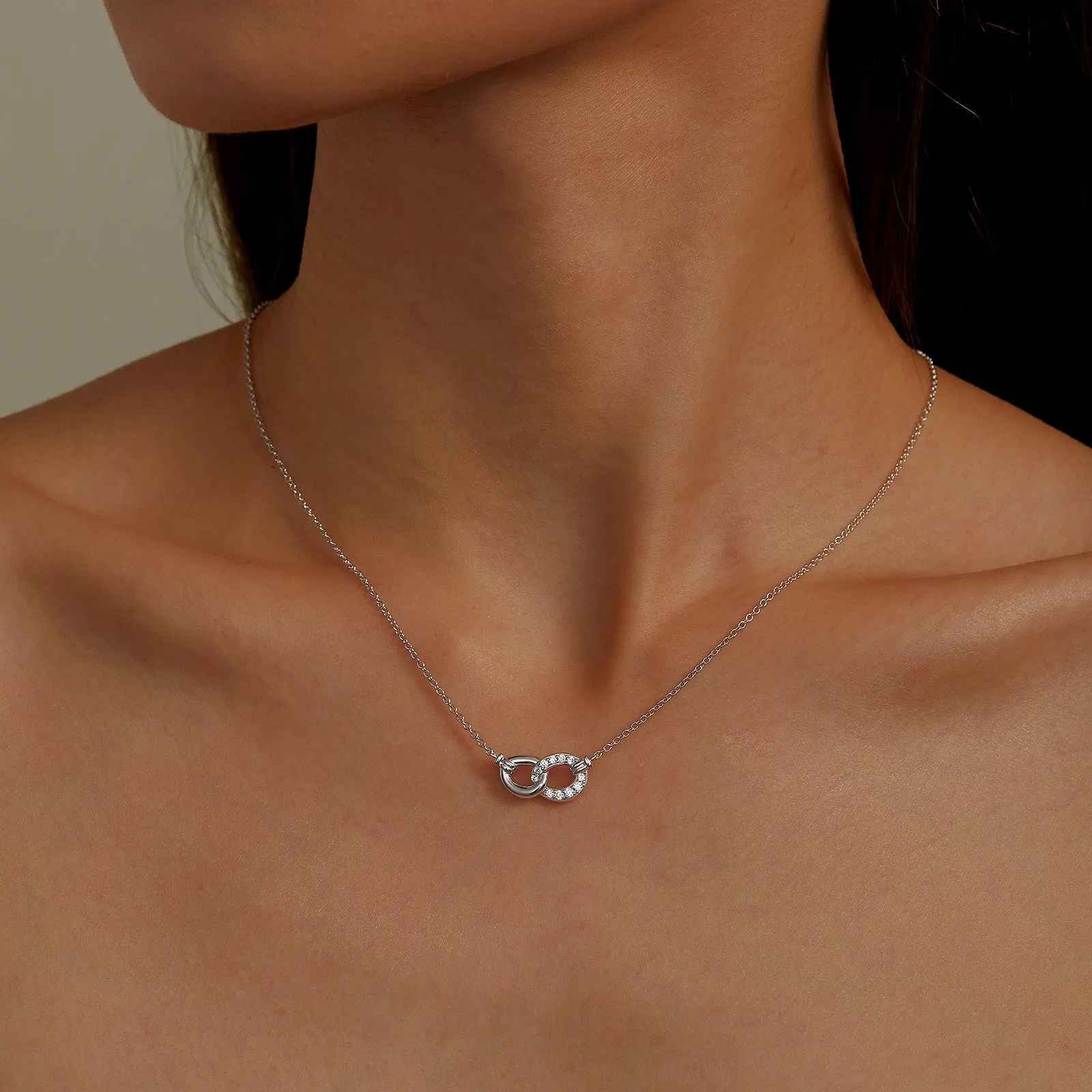 Lafonn Simulated Diamond Interlocking Circles Necklace N0271CLP20