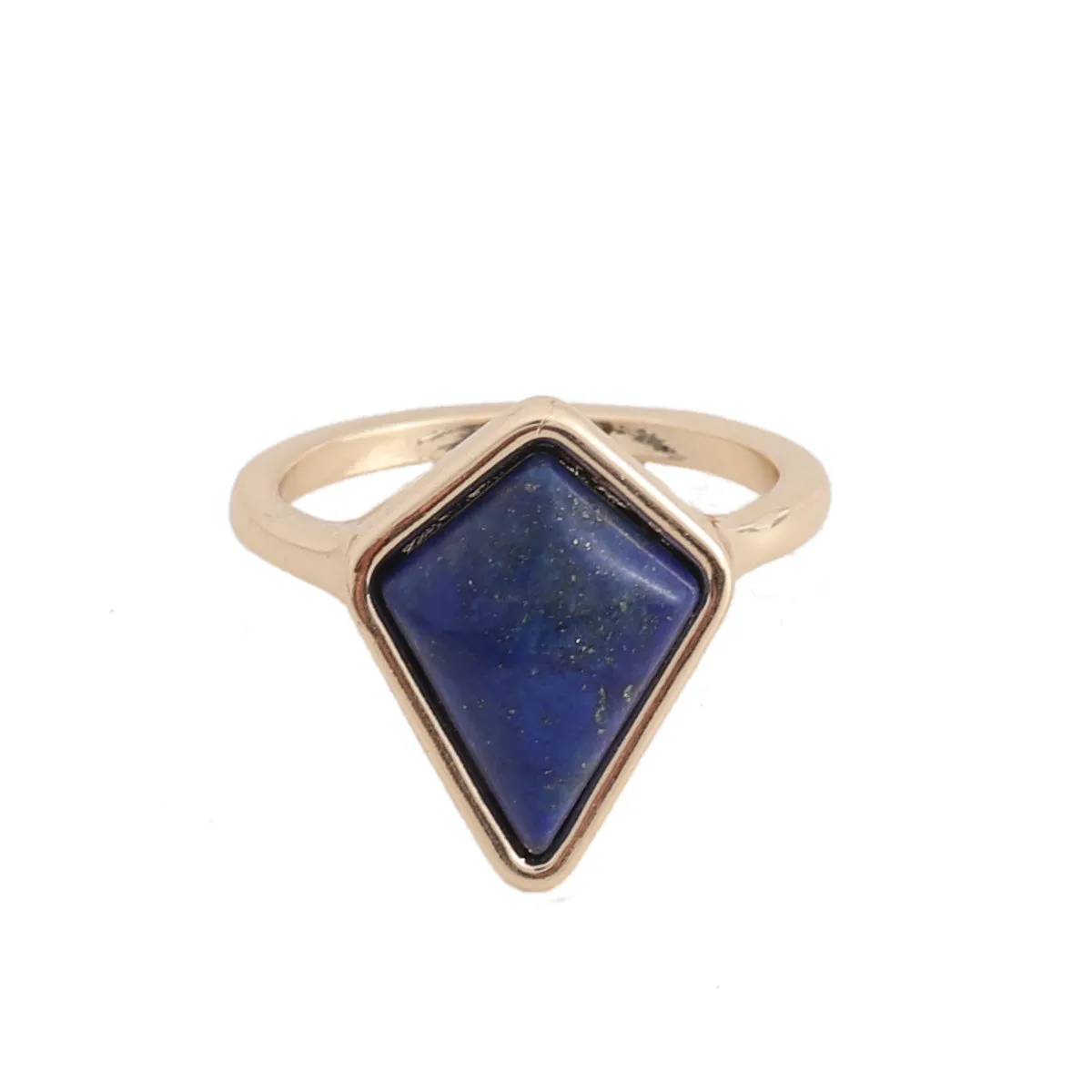 Lapis & 18K Gold-Plated Shield Ring