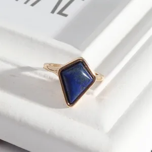 Lapis & 18K Gold-Plated Shield Ring