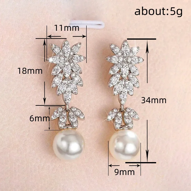 Laurie - Super Shiny Pearl Woman's Wedding Dress Earrings