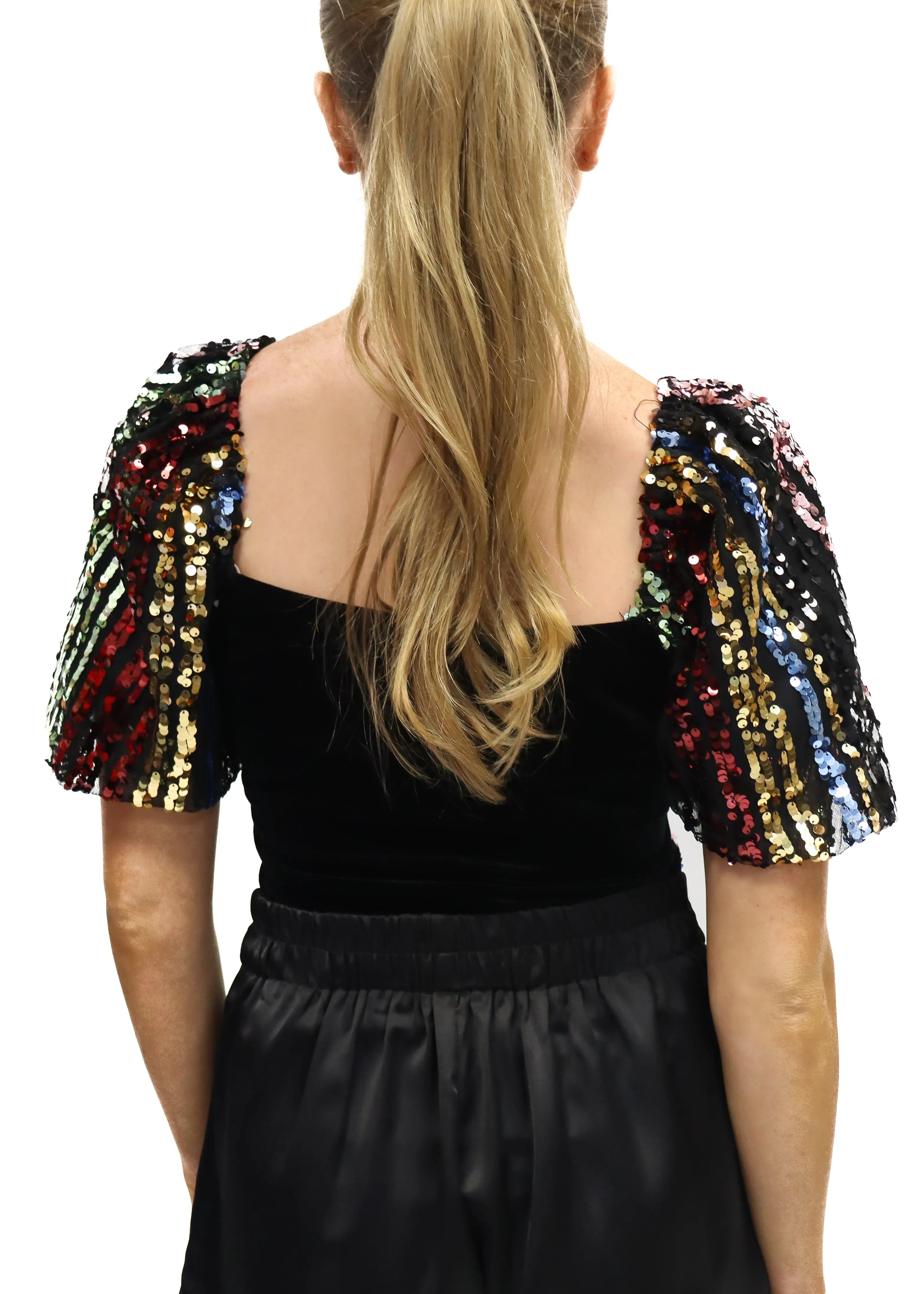 LBLOX Black Bodysuit with Colorful Sequins