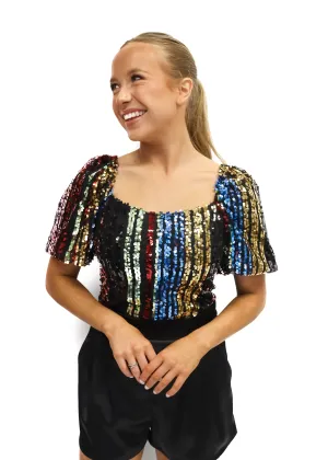 LBLOX Black Bodysuit with Colorful Sequins