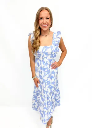 LBLOX Ruffle Midi Dress - Blue