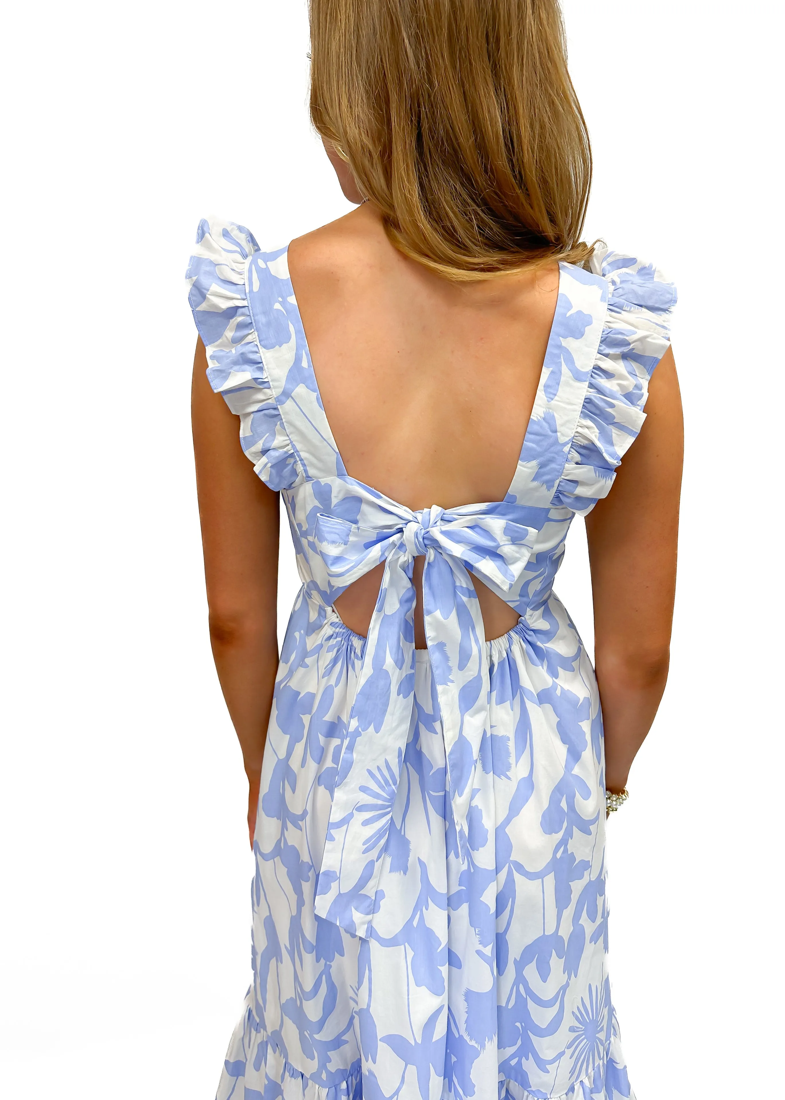 LBLOX Ruffle Midi Dress - Blue