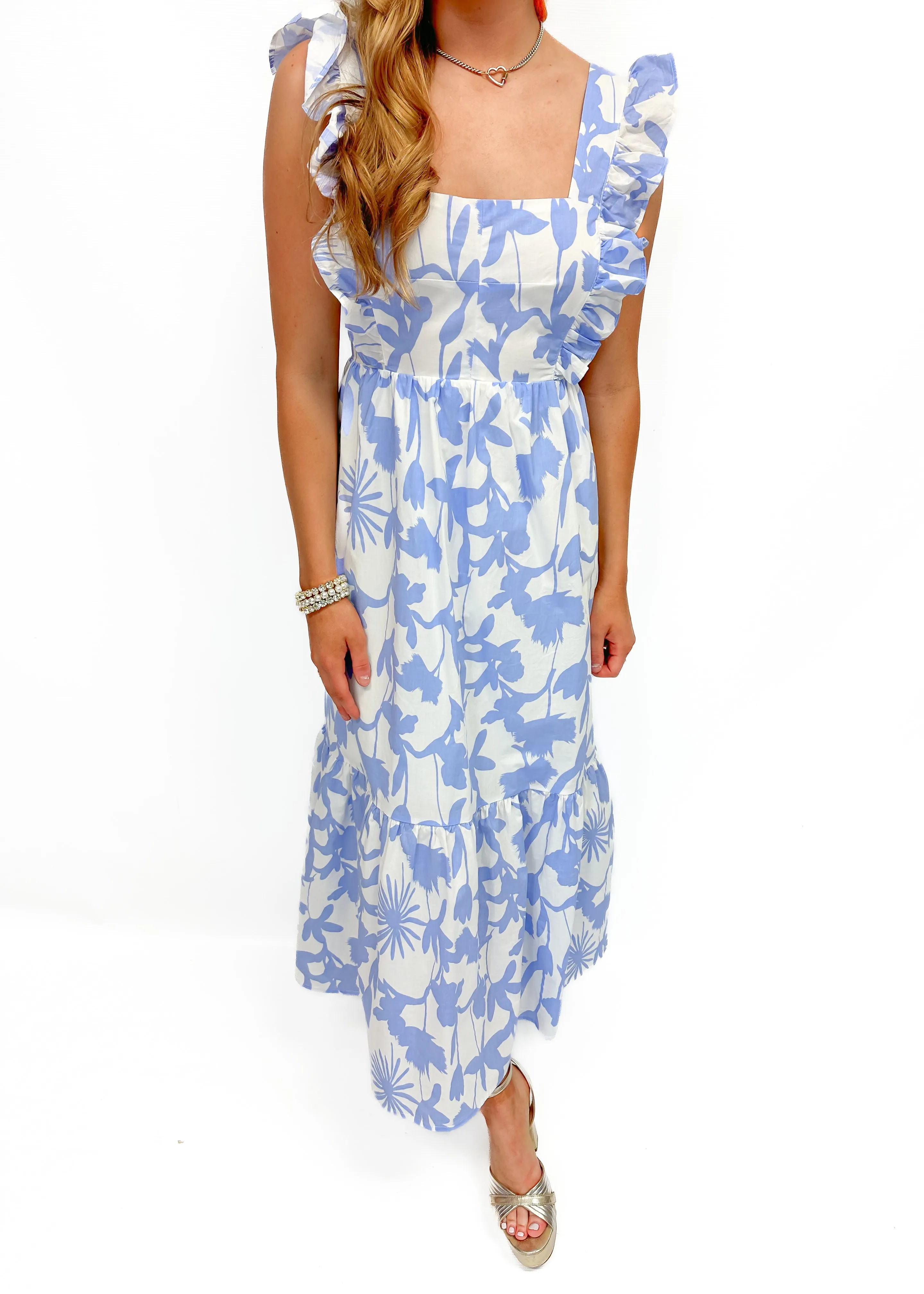 LBLOX Ruffle Midi Dress - Blue