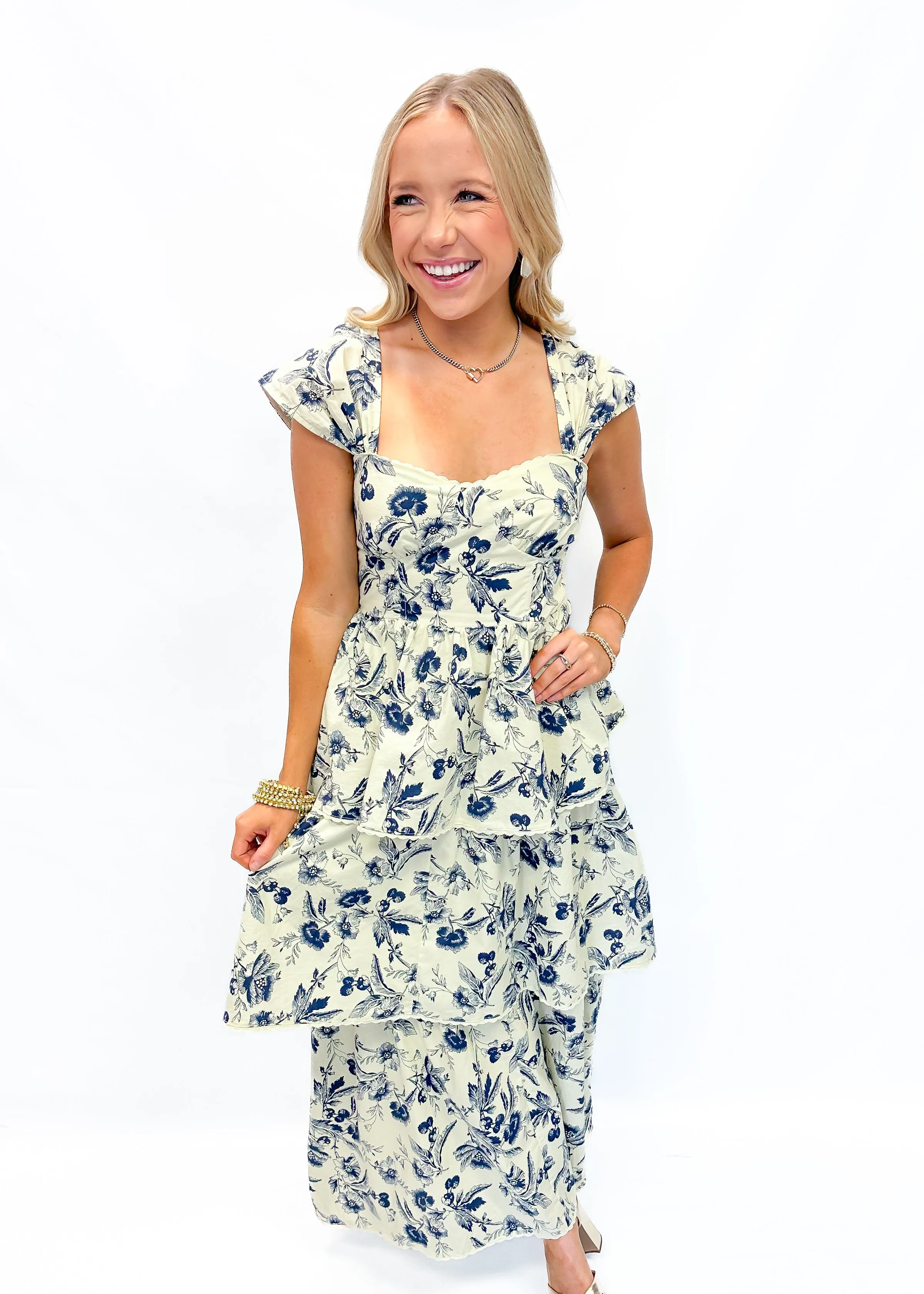 LBLOX Tiered Midi Dress - Navy