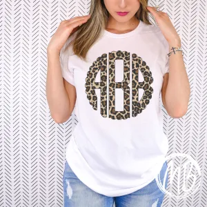 Leopard Monogram Tee | Monogram | Women's Tee | Youth Tee |