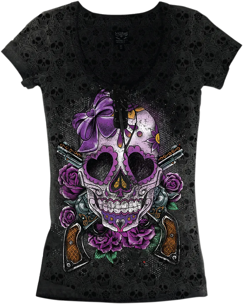 LETHAL THREAT Women's Day of the Dead Gun Tee