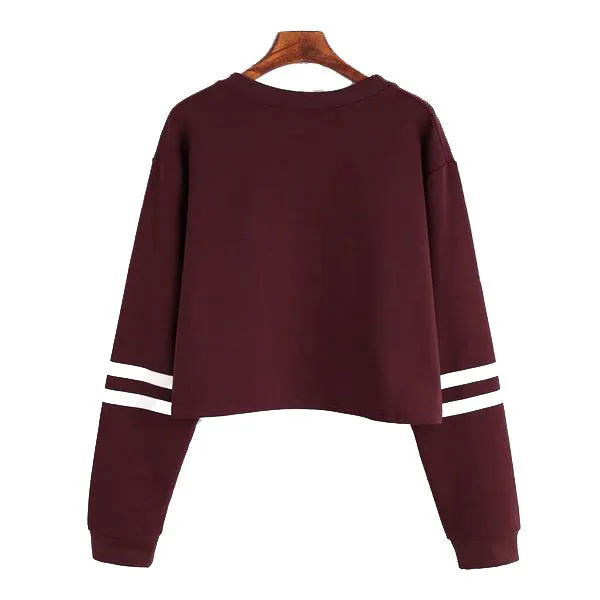 Letter Print Cropped Sweatshirts