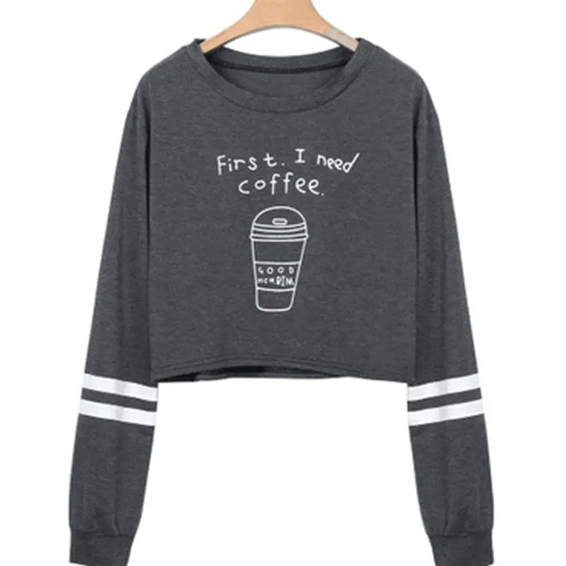 Letter Print Cropped Sweatshirts