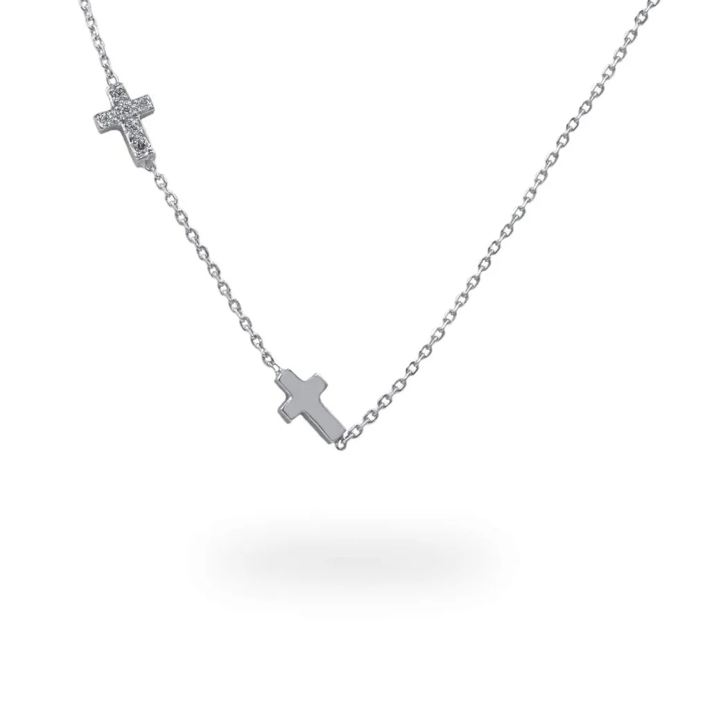 Little Cross Diamond Necklace In 14K Solid Gold