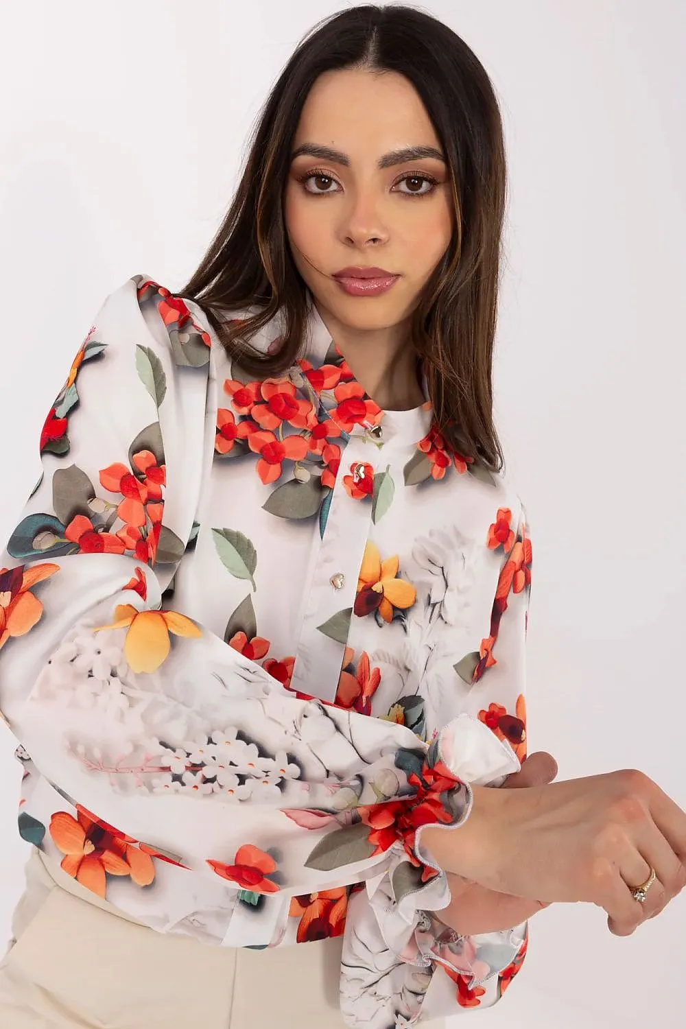 Long sleeve delicate floral pattern shirt