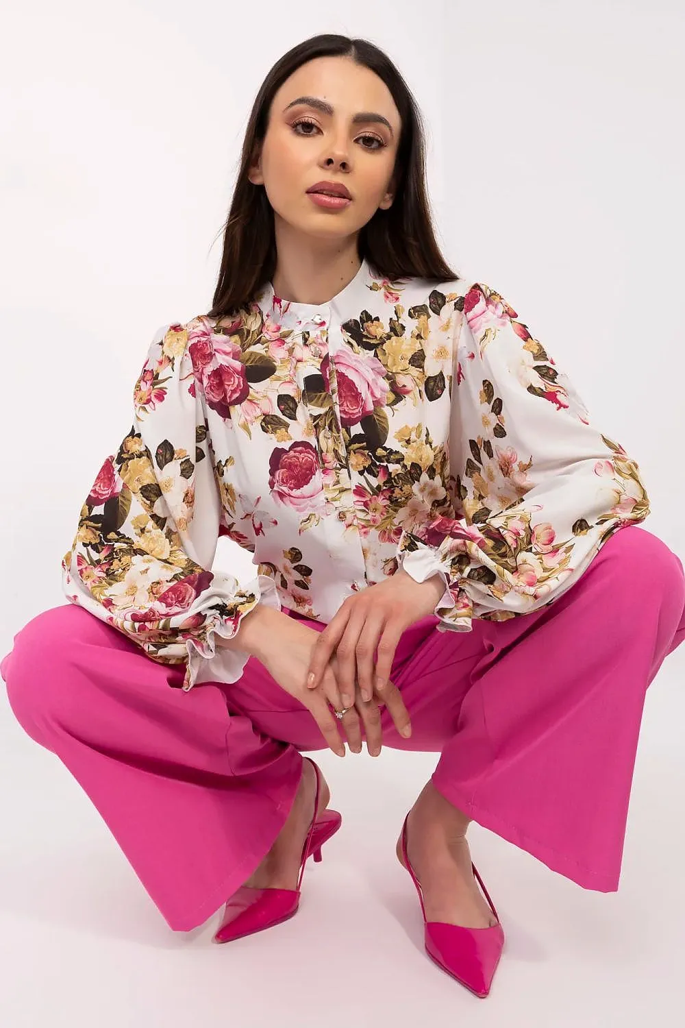 Long sleeve delicate floral pattern shirt