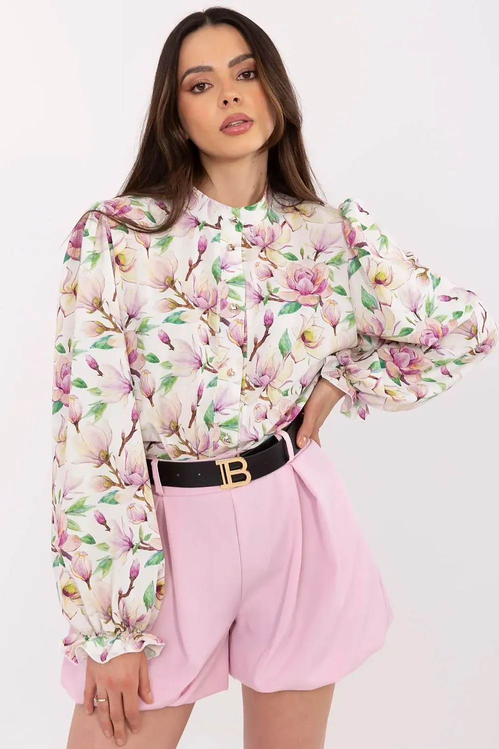 Long sleeve delicate floral pattern shirt