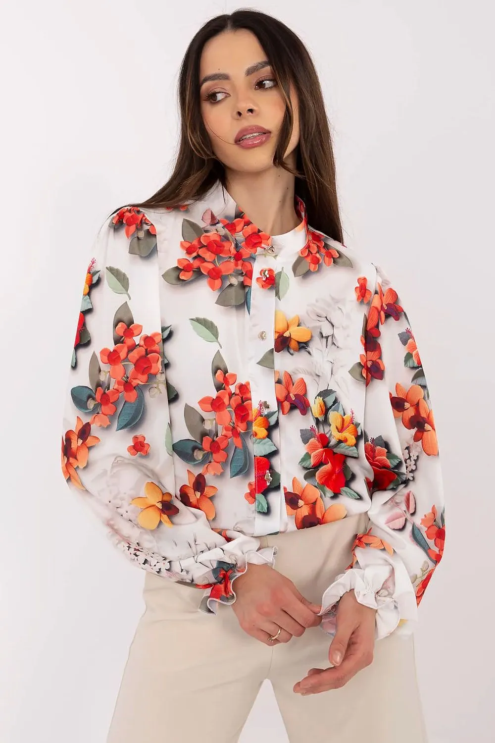 Long sleeve delicate floral pattern shirt