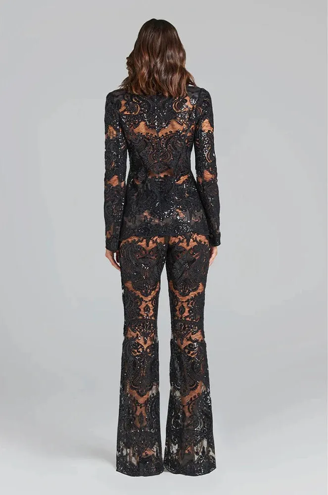 Luxe Glam Sequin Pantsuit – Elegant Women’s Fancy Pantsuit for Weddings & Parties | Blazer and Pant Set