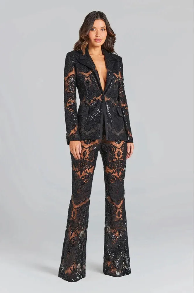 Luxe Glam Sequin Pantsuit – Elegant Women’s Fancy Pantsuit for Weddings & Parties | Blazer and Pant Set