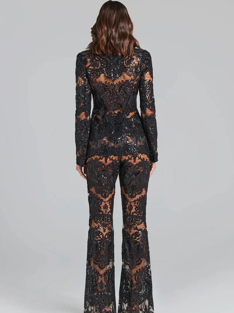 Luxe Glam Sequin Pantsuit – Elegant Women’s Fancy Pantsuit for Weddings & Parties | Blazer and Pant Set
