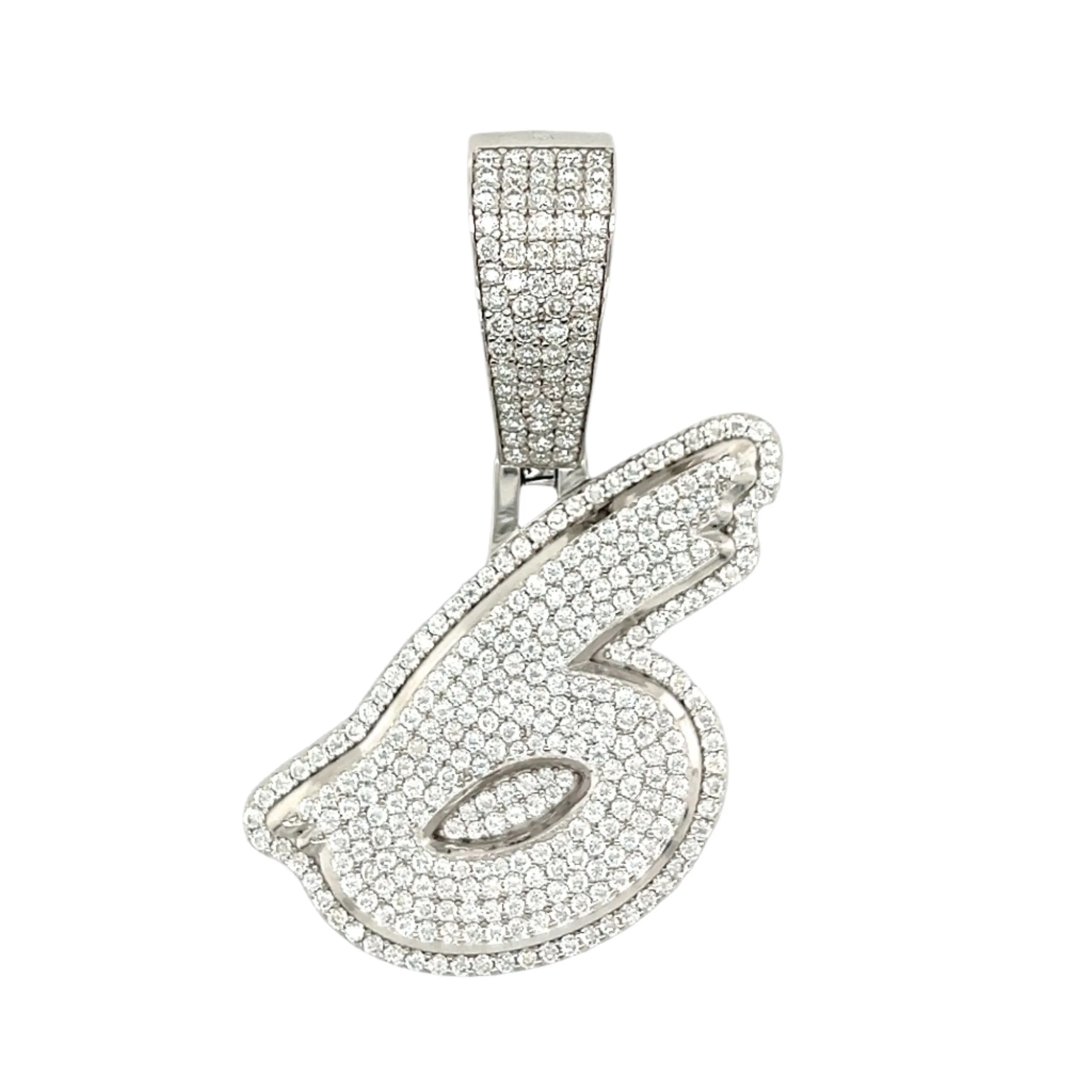 Luxury Fully Iced Out Hip Hop Rapper Bling Stylish Number with Brilliant Round Lab-Created Moissanite 925 Sterling Silver Pendant Charm - M4000019