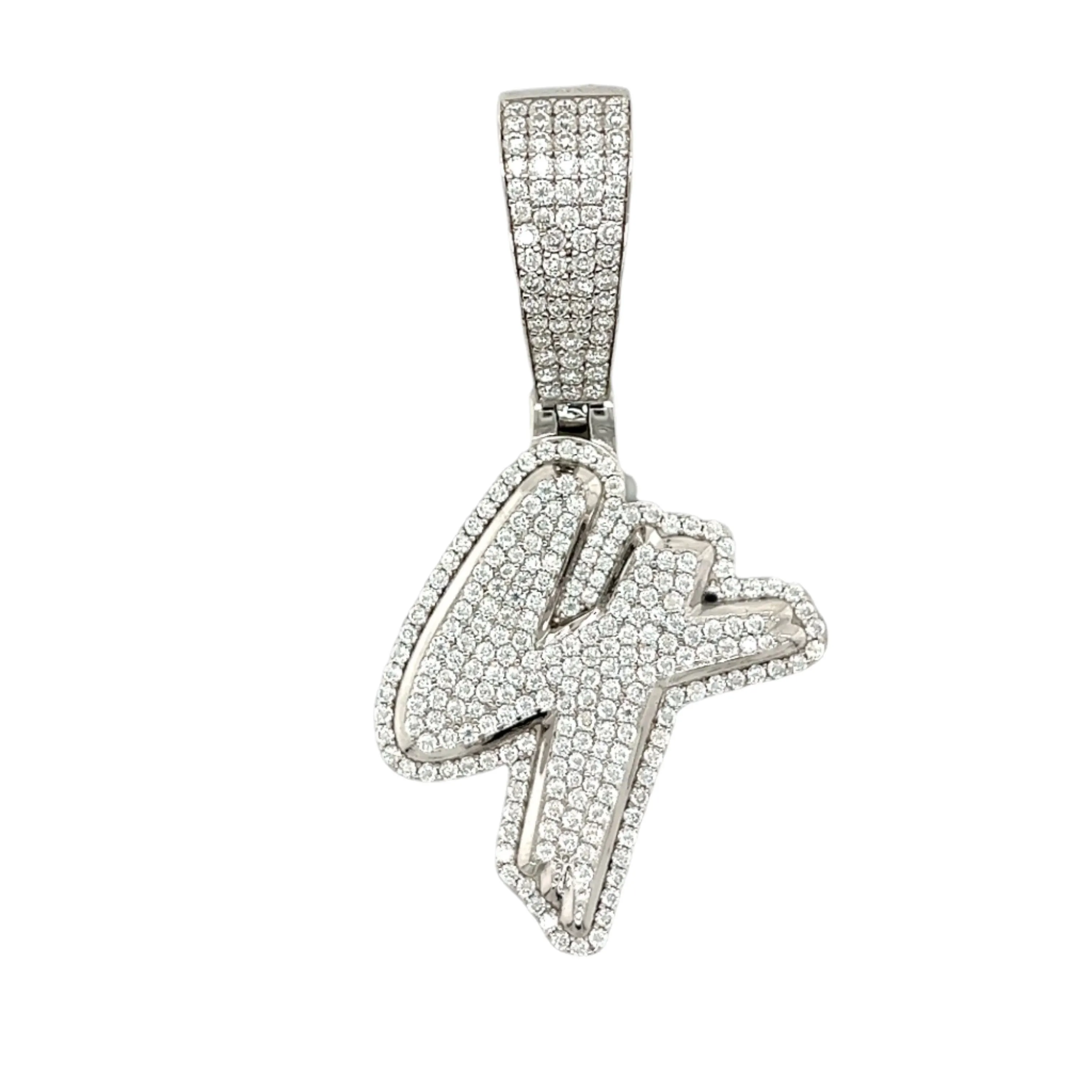 Luxury Fully Iced Out Hip Hop Rapper Bling Stylish Number with Brilliant Round Lab-Created Moissanite 925 Sterling Silver Pendant Charm - M4000019