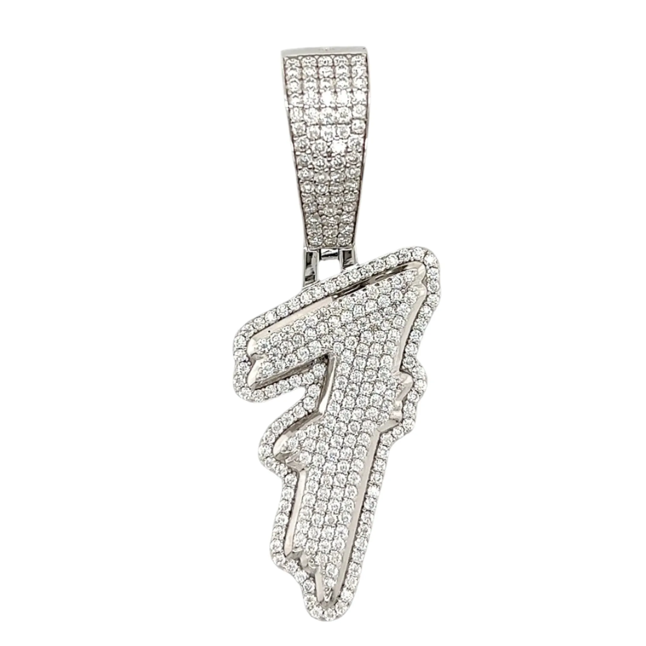 Luxury Fully Iced Out Hip Hop Rapper Bling Stylish Number with Brilliant Round Lab-Created Moissanite 925 Sterling Silver Pendant Charm - M4000019