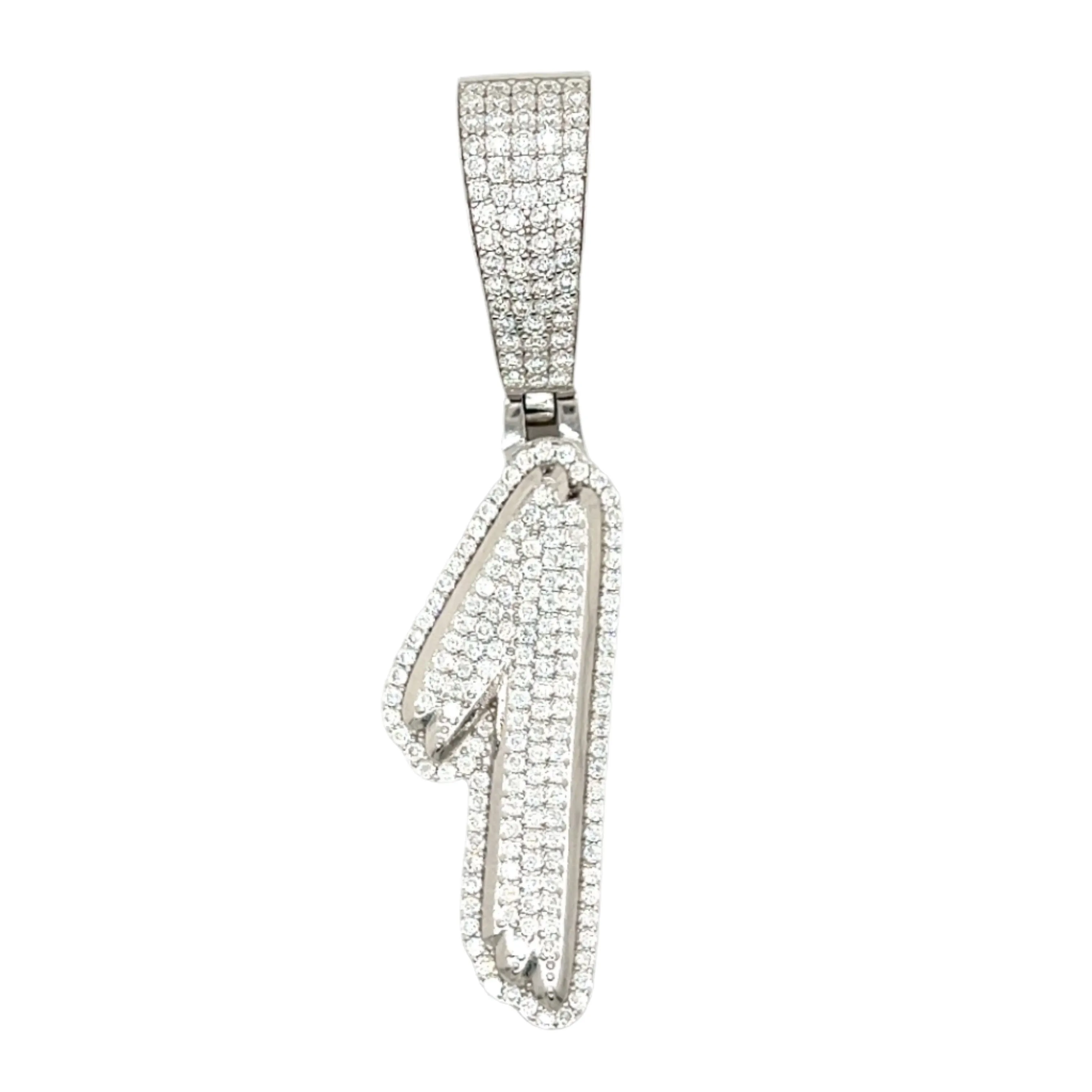 Luxury Fully Iced Out Hip Hop Rapper Bling Stylish Number with Brilliant Round Lab-Created Moissanite 925 Sterling Silver Pendant Charm - M4000019