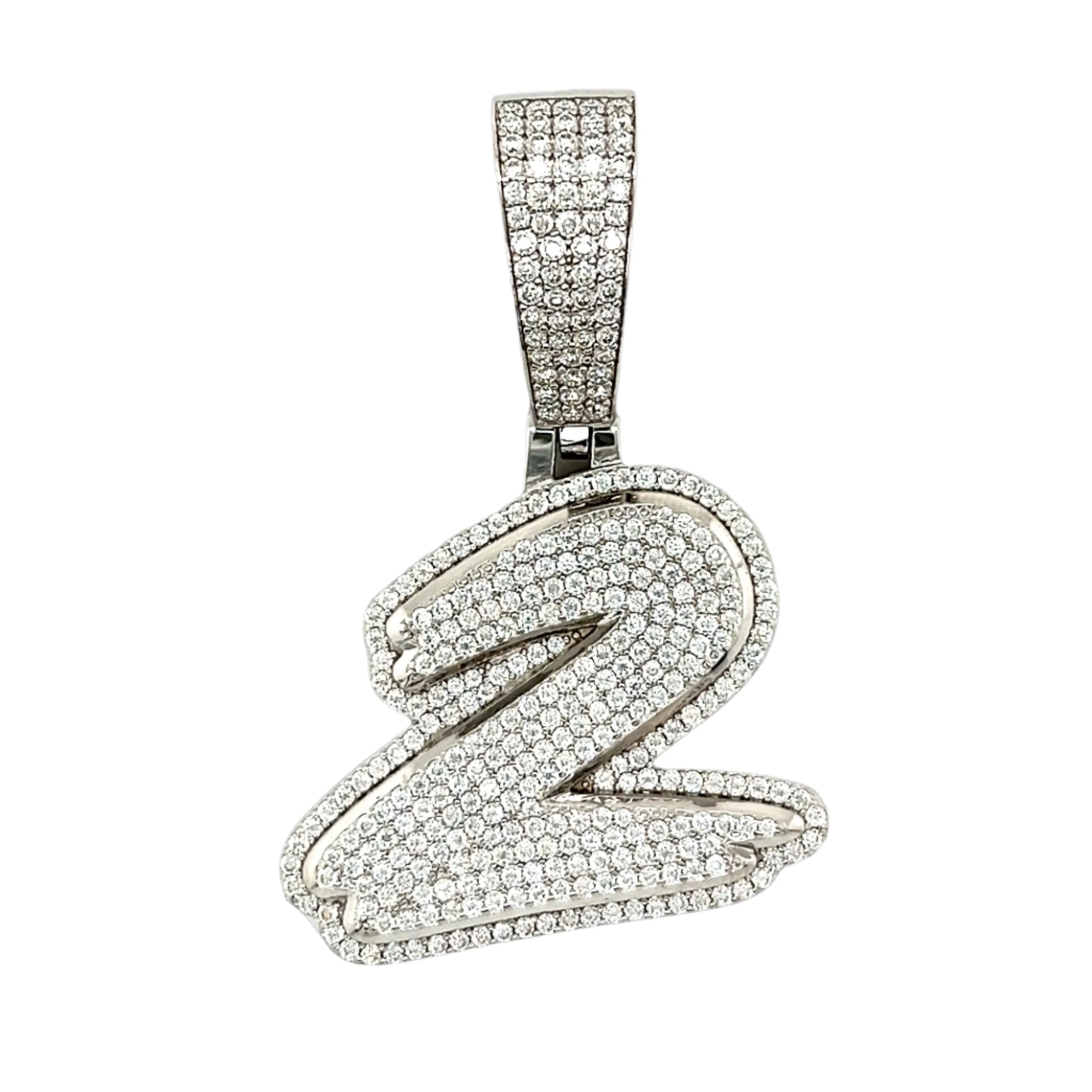 Luxury Fully Iced Out Hip Hop Rapper Bling Stylish Number with Brilliant Round Lab-Created Moissanite 925 Sterling Silver Pendant Charm - M4000019