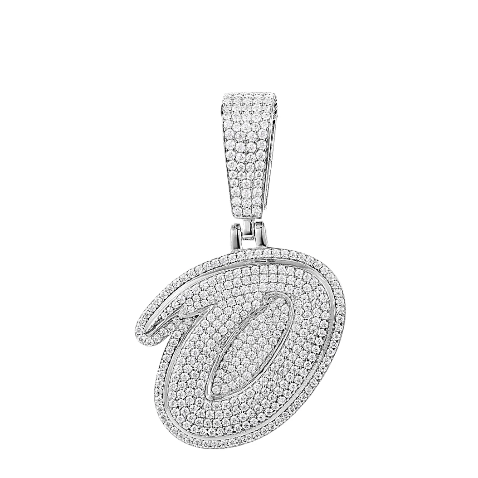 Luxury Fully Iced Out Hip Hop Rapper Bling Stylish Number with Brilliant Round Lab-Created Moissanite 925 Sterling Silver Pendant Charm - M4000019