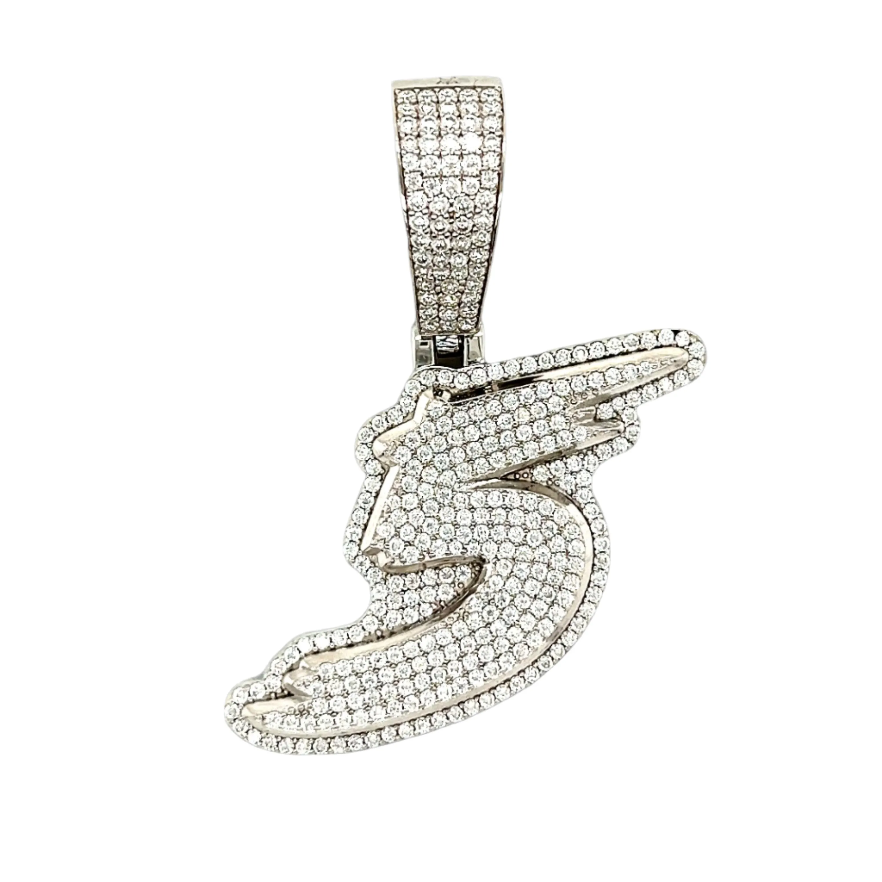 Luxury Fully Iced Out Hip Hop Rapper Bling Stylish Number with Brilliant Round Lab-Created Moissanite 925 Sterling Silver Pendant Charm - M4000019