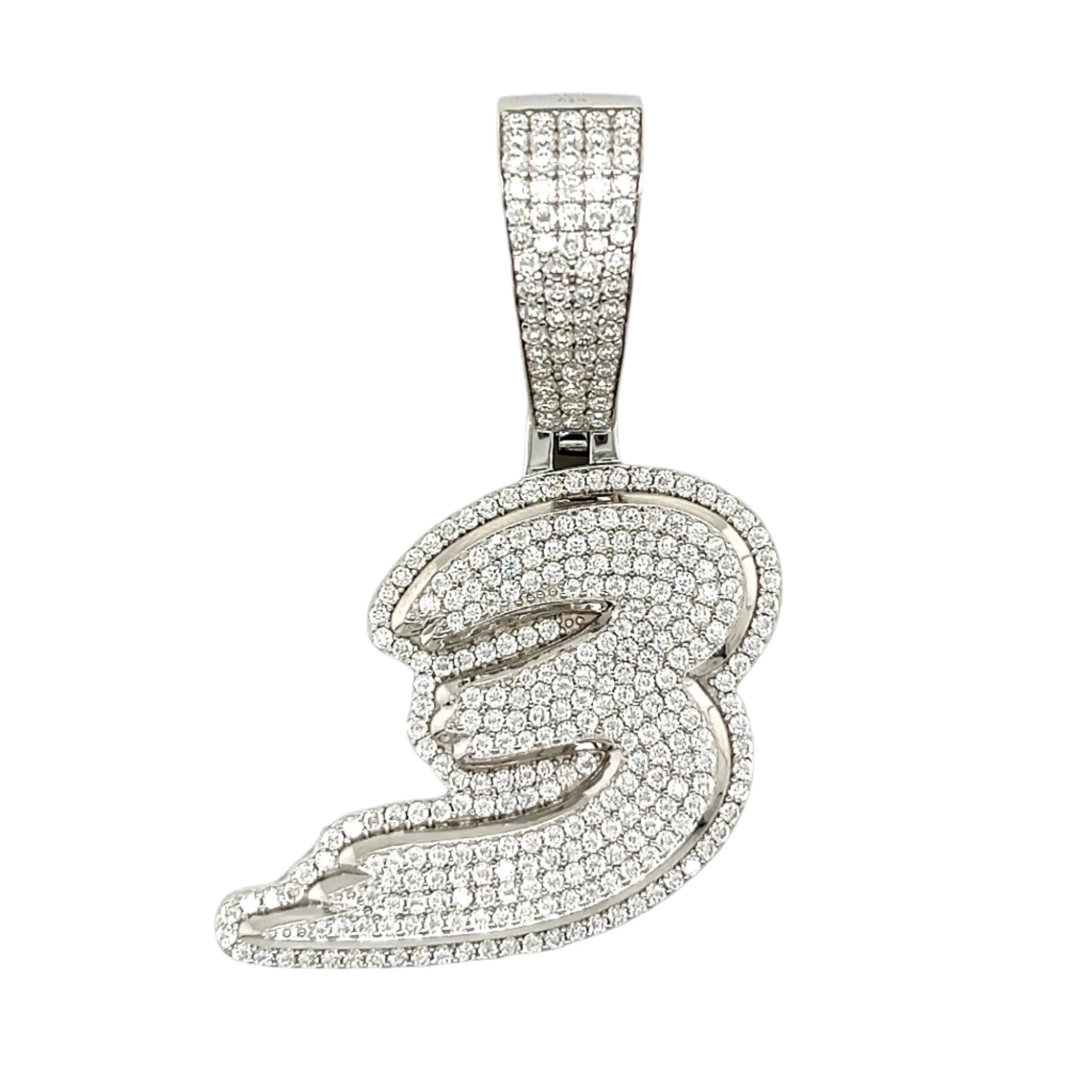 Luxury Fully Iced Out Hip Hop Rapper Bling Stylish Number with Brilliant Round Lab-Created Moissanite 925 Sterling Silver Pendant Charm - M4000019