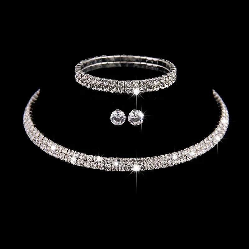 Luxury shiny rhinestone necklace set