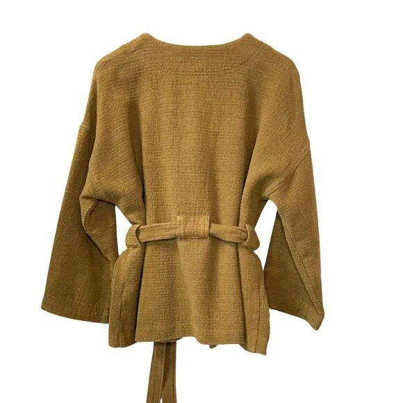 MADEWELL Texture &amp; Thread Wrap Jacket Women's L Olive Green Casual Boho Capsule