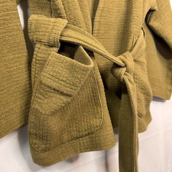 MADEWELL Texture &amp; Thread Wrap Jacket Women's L Olive Green Casual Boho Capsule