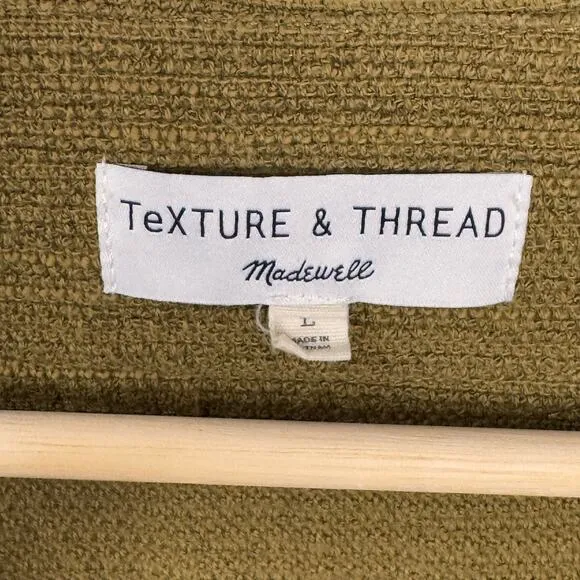 MADEWELL Texture &amp; Thread Wrap Jacket Women's L Olive Green Casual Boho Capsule