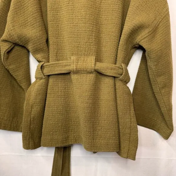 MADEWELL Texture &amp; Thread Wrap Jacket Women's L Olive Green Casual Boho Capsule